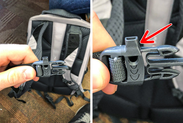 When buying a backpack, we tend to focus on its size and color, but we don’t notice other special features that sometimes come with it. Most backpacks designed for outdoor adventures often hide a special, life-saving feature: a whistle. You’ll usually see them as an extension of the plastic buckles at the ends of the straps. Although not all backpacks come with this amazing little detail, you’ll find them on most modern hiking backpacks.