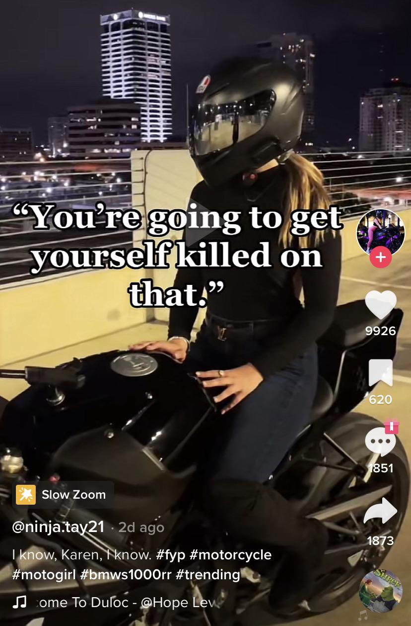 Tiktoker ninja.tay21 posts this a day before she passed in a motorcycle accident