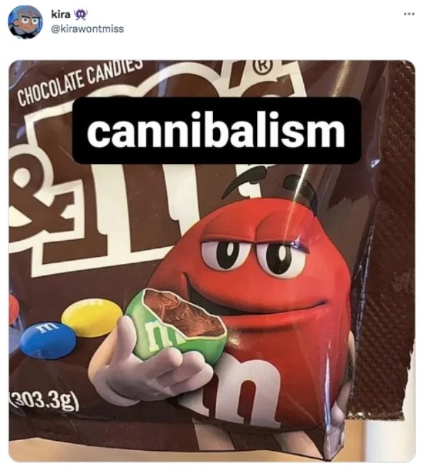 savage tweets - he's holding what is the equivalent - kira V cannibalism Chocolate Candies 1 303.3g Vo