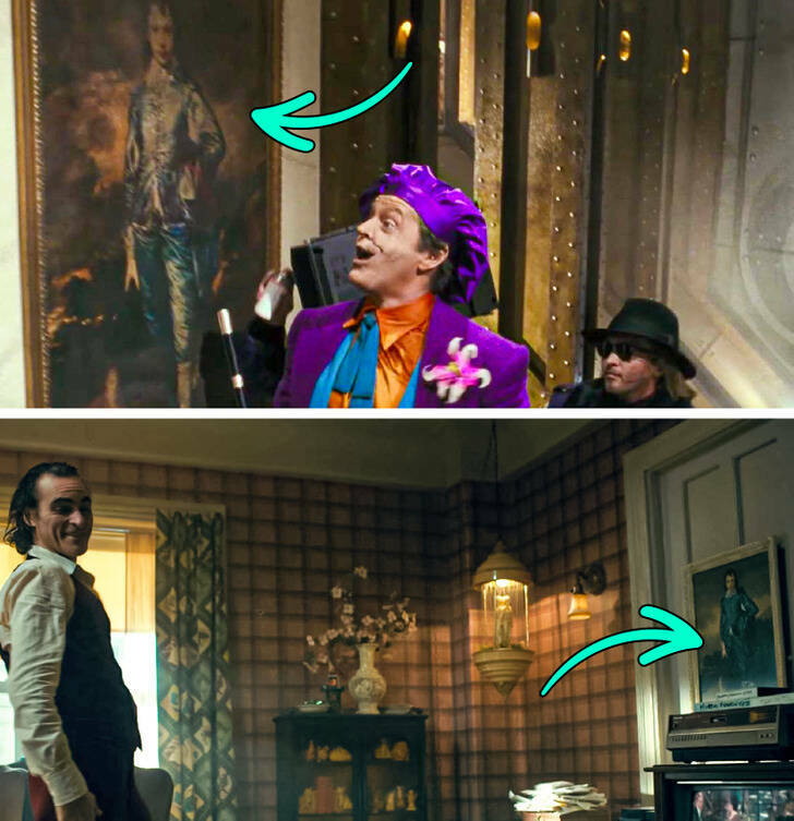 Batman  Jack Nicholson’s Joker looks at a painting. The same painting later appears as part of the room decor in Joker