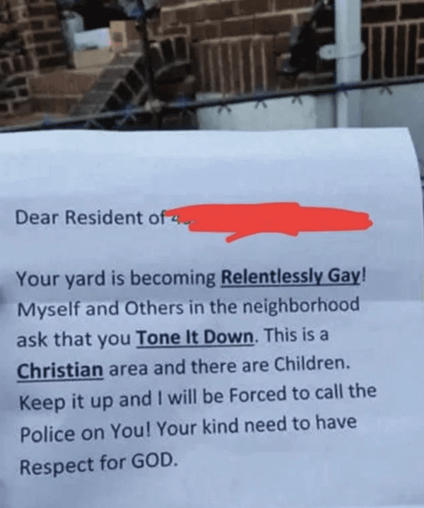 liars no one believes - 4900 kenwood avenue - Dear Resident of 4 Your yard is becoming Relentlessly Gay! Myself and Others in the neighborhood ask that you Tone It Down. This is a Christian area and there are Children. Keep it up and I will be Forced to c