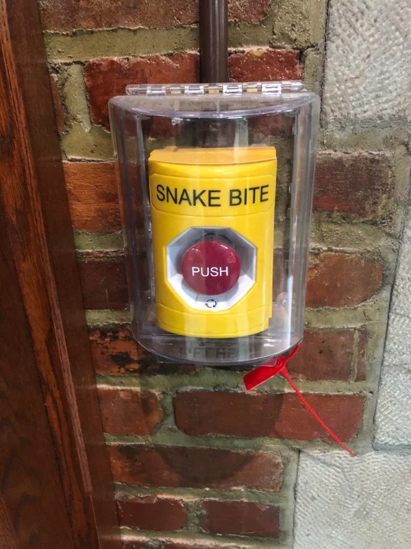 “This emergency button at the venomous snake exhibit, Toledo Zoo.”