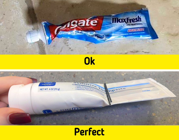 A good trick to help you stop struggling with a tube of toothpaste is to place a bobby pin on each side. You can also use a clip. This will ensure that you get all of the toothpaste without stressing about how to get the last of the product out of the tube.