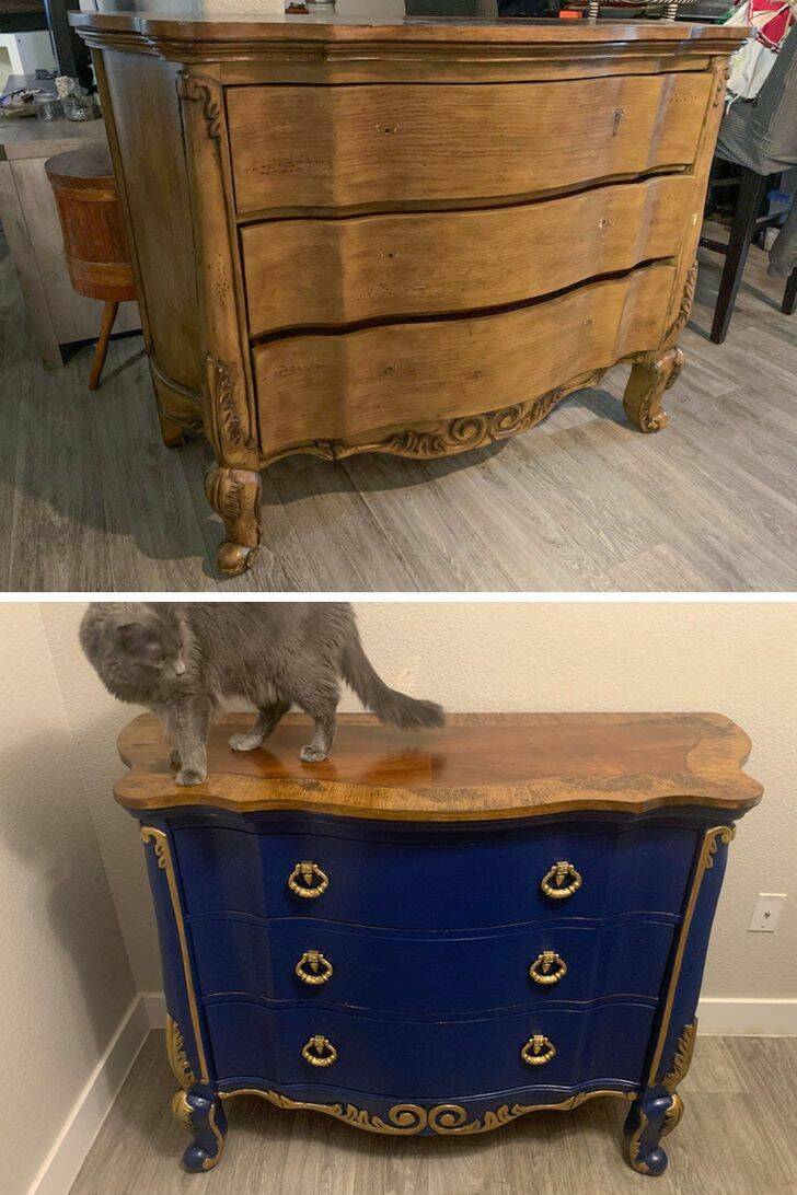 “The chest of drawers, refreshed. It needs a little more paint on some places, but I’m pleased with it so far.”