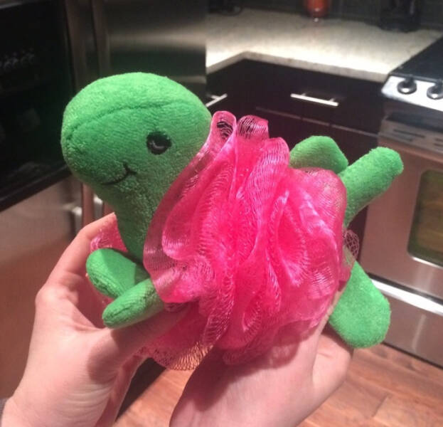 “Told my girlfriend to pick me up the manliest-looking loofa she could find at the store. She got me this.”