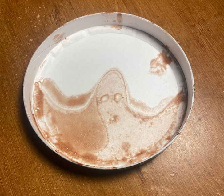 “This ghost-person on the inside of my ice cream lid”