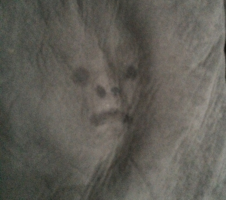 “My 4-year-old was crying into his blanket and left this face.”