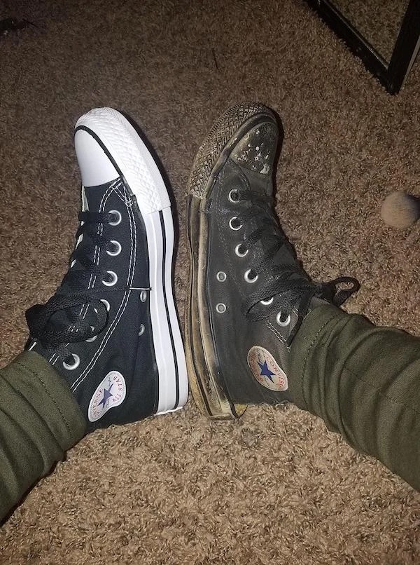 My 6 year old Converse compared to brand new ones