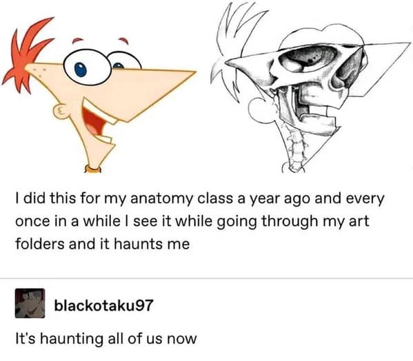 Online Overshare - realistic phineas - I did this for my anatomy class a year ago and every once in a while I see it while going through my art folders and it haunts me