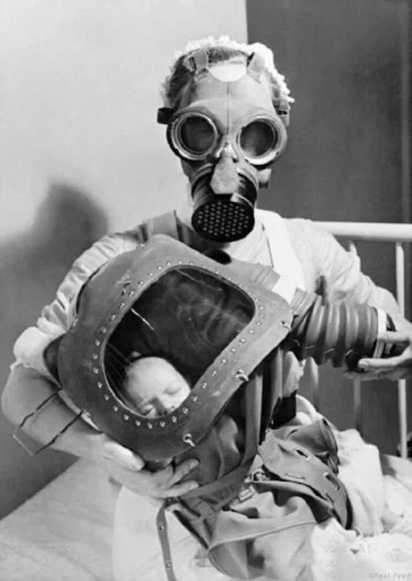 WTF Historical Photos -1940s baby gas masks