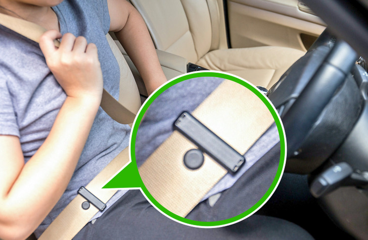 One weird car feature you may have seen is the small circular plastic button found on seatbelts. This may just appear to be part of the design, but it actually prevents the buckle from slipping and gives more length to the strap to keep the driver and passengers secured.