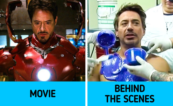 behind the scene movie photos - iron man suit up - Movie Behind The Scenes