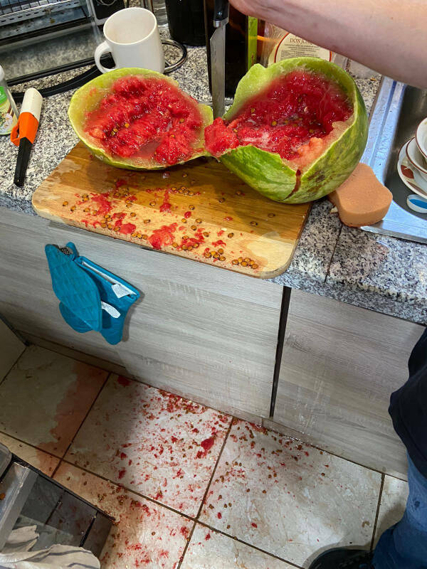 “We were craving for watermelons and as soon as the knife touched it, it burst.”