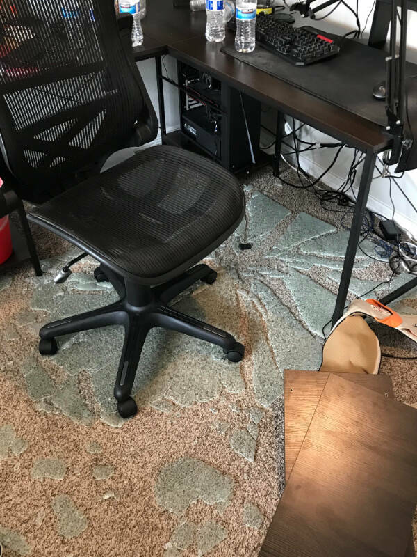 “Broke my GLASS chair-mat.”