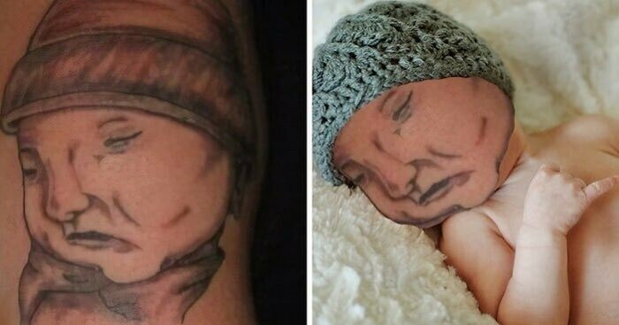 terrible tattoos - bad baby face tattoo
