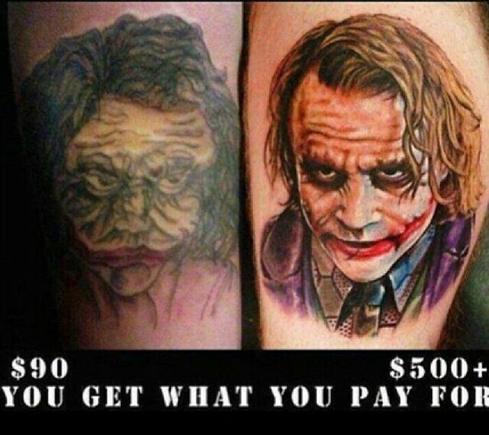 terrible tattoos - good vs bad tattoos - $90 $500 You Get What You Pay For
