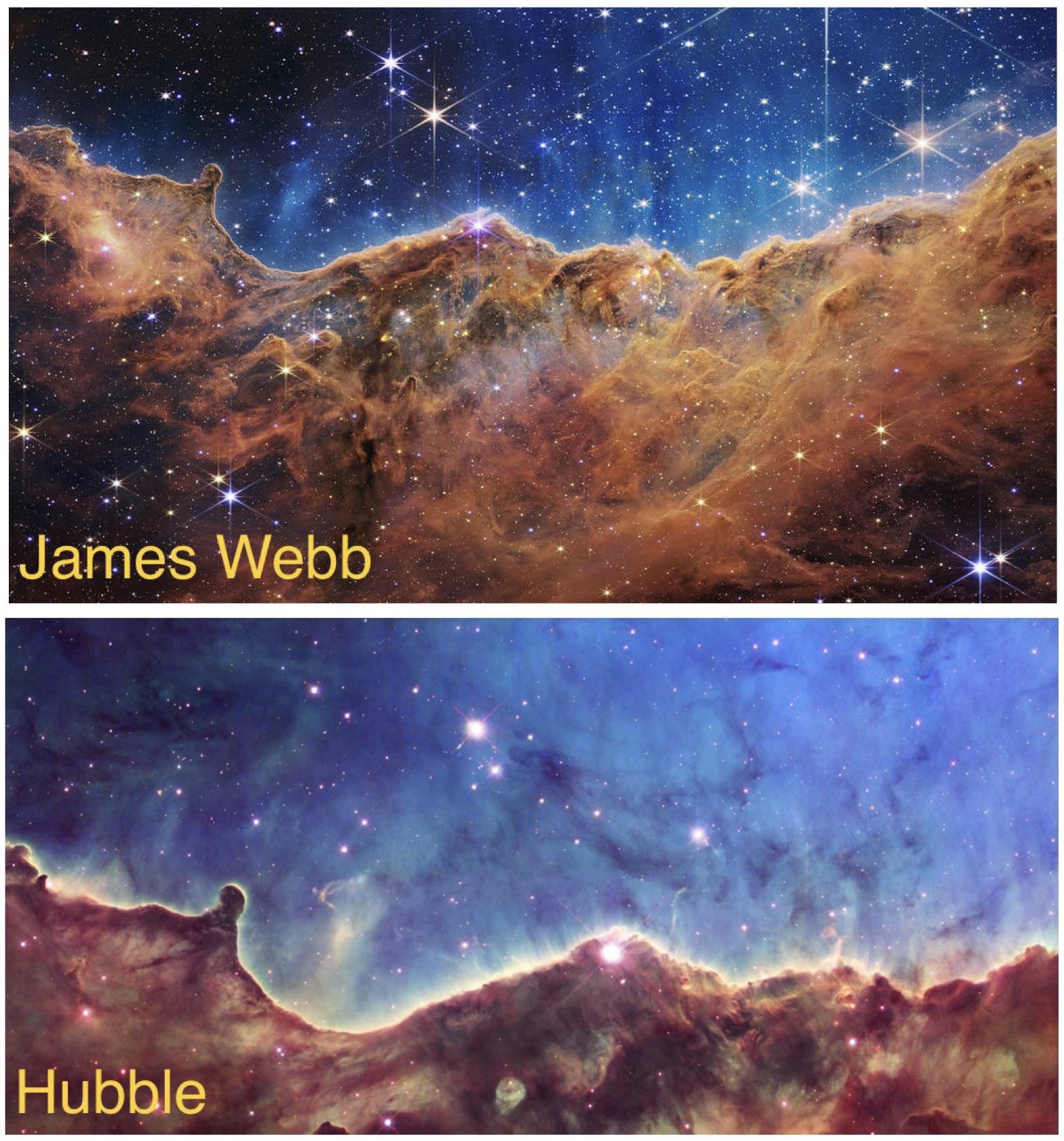 fascinating photos - James Webb compared to Hubble
