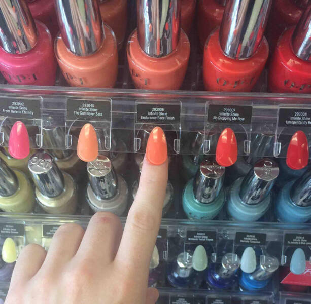 “These sample displays let you see what the nail polish looks like on your finger.”