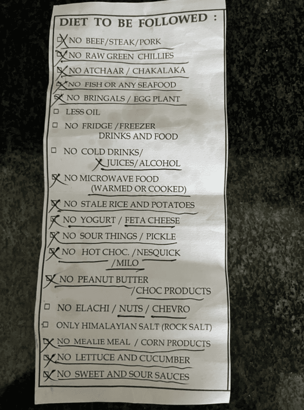 doctor gave a list of things not to eat to lose weight/maintain good health. it gets worse as the list progresses.