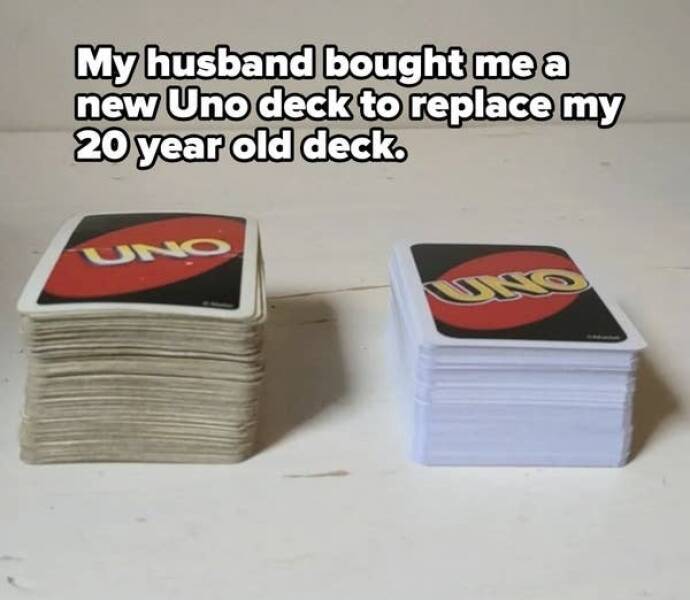 worn down by time - box - My husband bought me a new Uno deck to replace my 20 year old deck. Uno