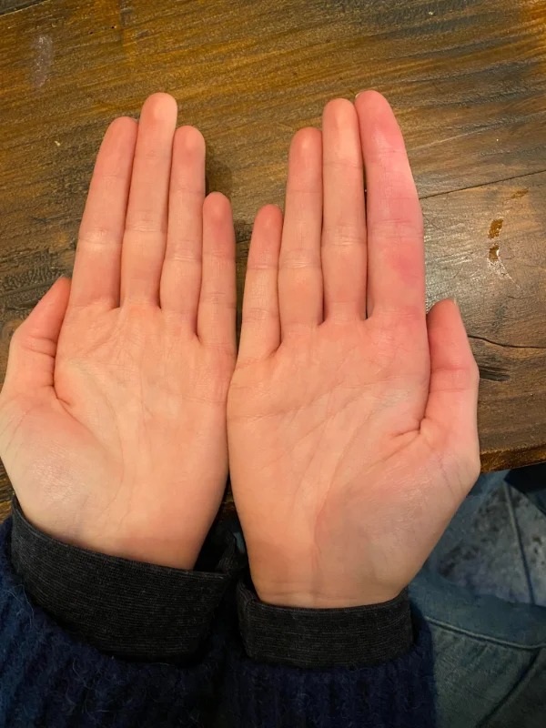 “My index finger is longer than my other fingers.”