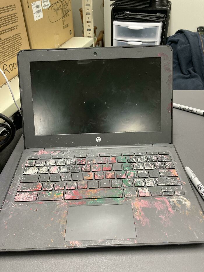 Cleaning Chromebooks In The School I Work In, This Is 4th Grade. Completely Dead To The World