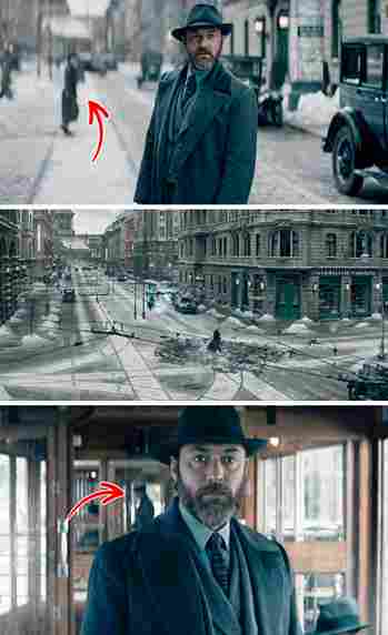 movie bloopers - In Fantastic Beasts: The Secrets of Dumbledore, people in the street disappear and reappear during the meeting of Dumbledore and Credence. And the passengers of the tram where the wizards have teleported behave like nothing strange or dan
