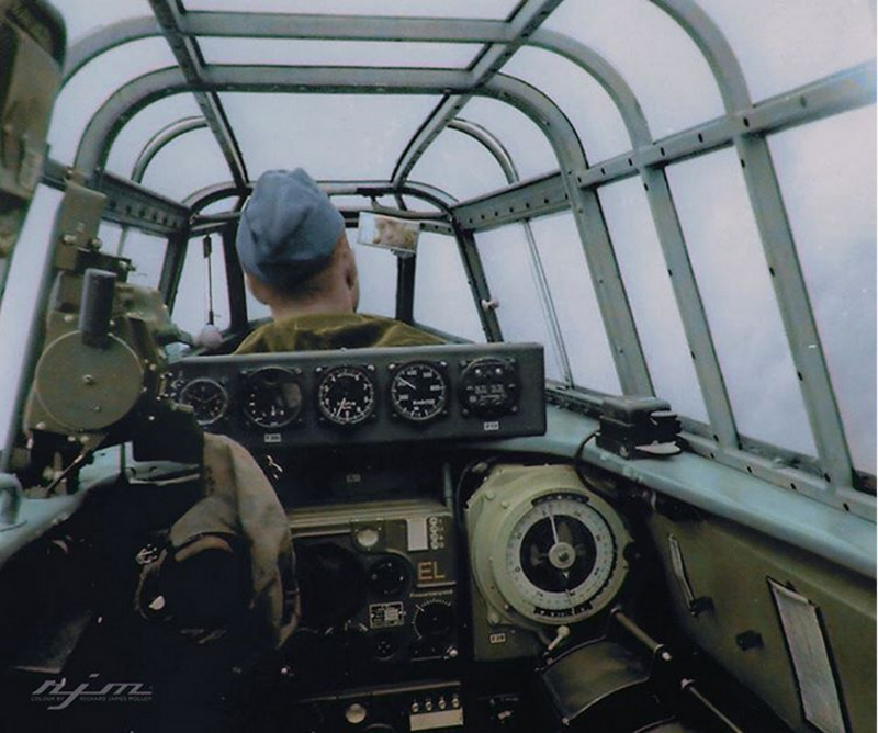 The radio operator/gunner’s view in a Messerschmitt Bf 110 cockpit, flying over France – November ’40