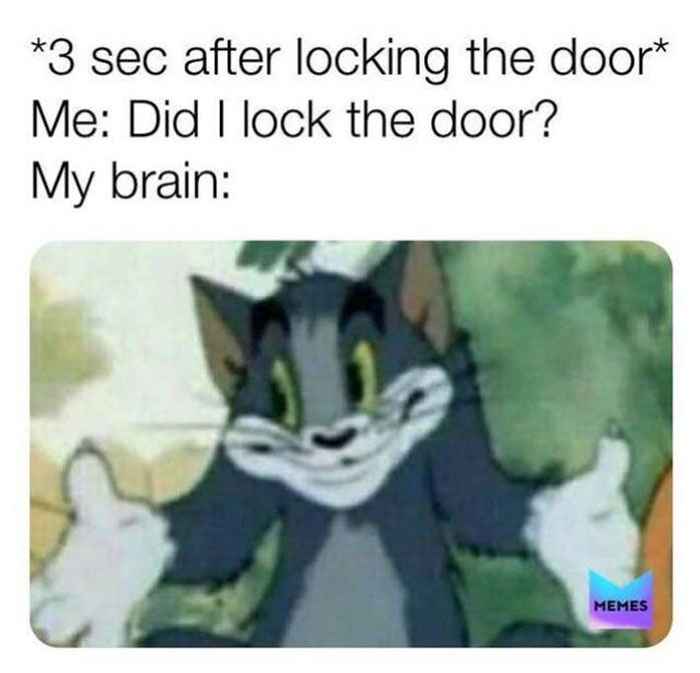 Memes that are not wrong - autosave meme - 3 sec after locking the door Me Did I lock the door? My brain Memes