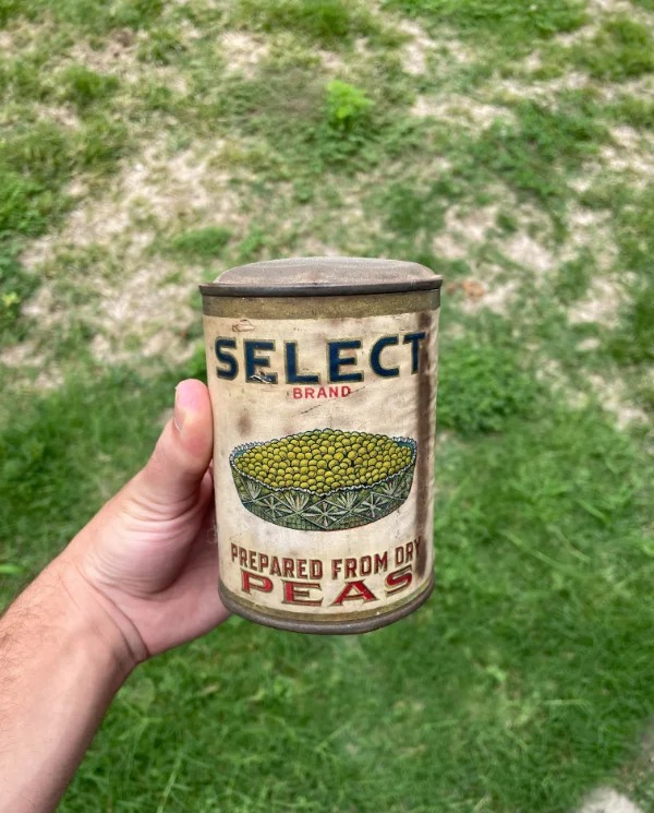 “I found this unopened can of peas inside of a 1928 Victrola.”
