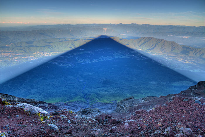 The 15 Mile-Long Shadow Of Mt. Fuji In Japan.