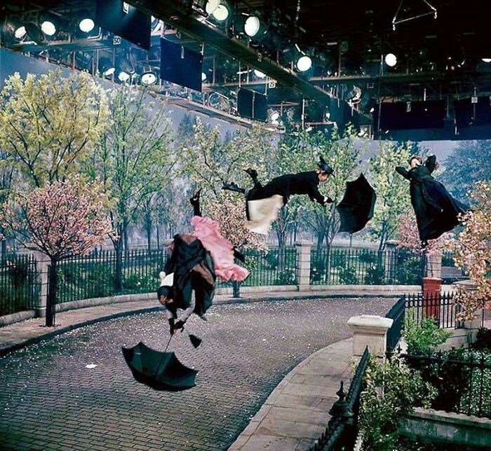 Cool photos from new angles - mary poppins 1964 behind the scenes