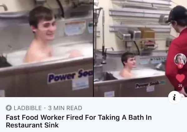 Trashy People - fast food worker in bathroom trashy - Power Soa Power
