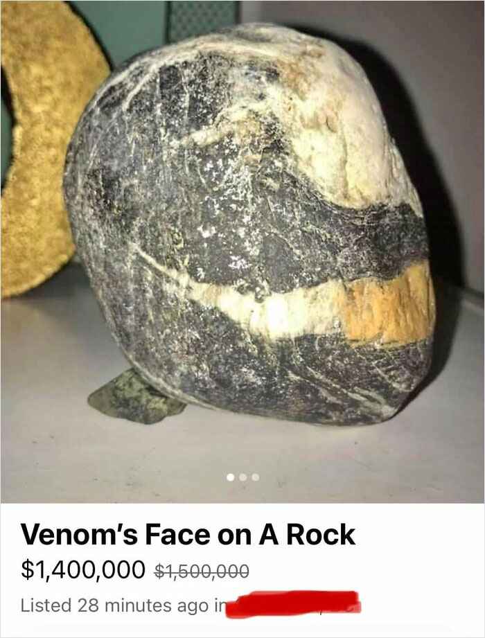 wtf Facebook marketplace sales - rock - Venom's Face on A Rock $1,400,000 $1,500,000 Listed 28 minutes ago in