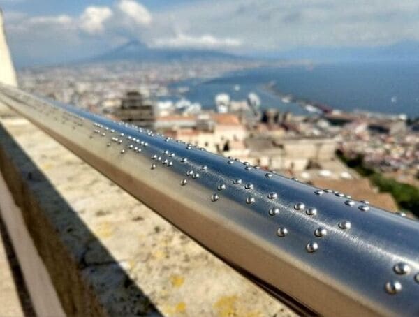 In case this counts: braille on the rail to describe the view
