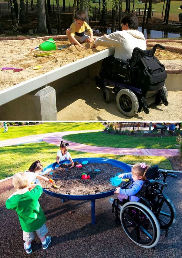 Wheelchair friendly sandboxes, various