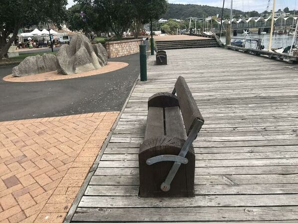 These public benches are reversible, so you can choose to look at people, or boats.