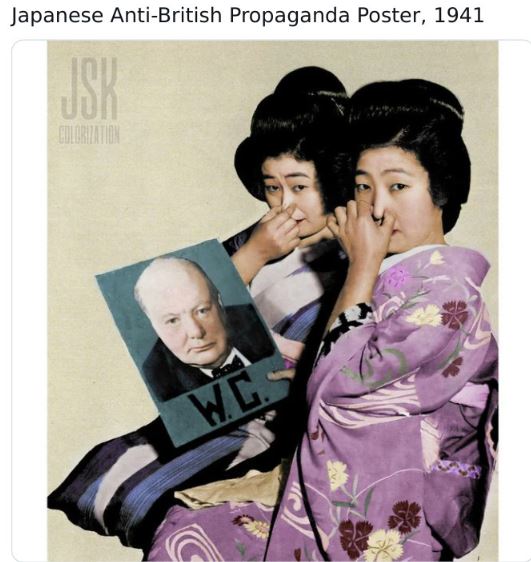 colorized historical photos - winston churchill wc - Japanese AntiBritish Propaganda Poster, 1941 Jsk Colorization Wc.S