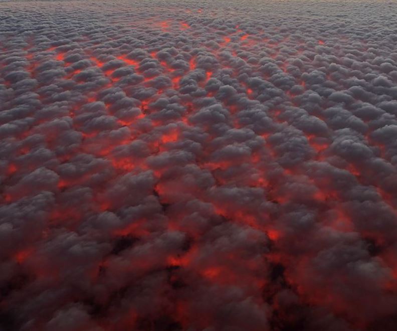 How a sunset looks under the dark clouds