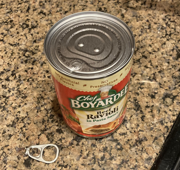 people having a bad day -  canning - To Rim 2.Pull U And Back Slow Lift Tab To Edges No Artificial Flavors To Rim 2 2. Pull Up And Back Slowly 1. Lift Tar To RIM2 Tion Sharp Edge No Preservatives No Chef Boyardee R.Beli in Pasta Sauce
