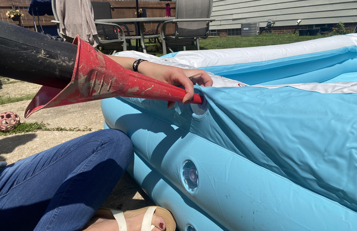 “Used a leaf blower and a funnel to quickly inflate a pool.”