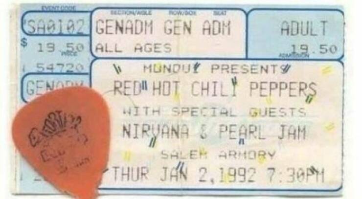 fascinating photos from history - ticket nirvana red hot chili peppers pearl jam - Event Gore RectionWale NowBox Slat SA0102 Genadm Gen Adm 19. 50 All Ages $ Adult End 9.50 Munduy Presents Genary Red Hot Chili Peppers With Special Guests Nirvana & Pearl J