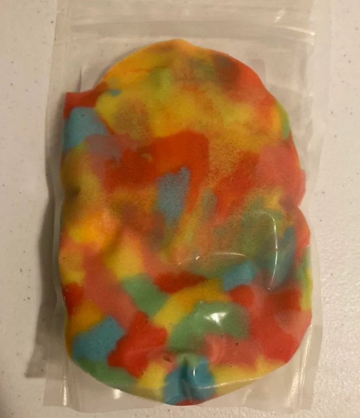 “Ordered some gummy bears in the mail and this is what I got. Wondering if I should still try to eat it or not.”