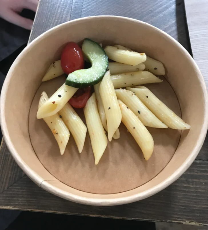 “$3 pasta salad I ordered from a famous chef’s restaurant.”