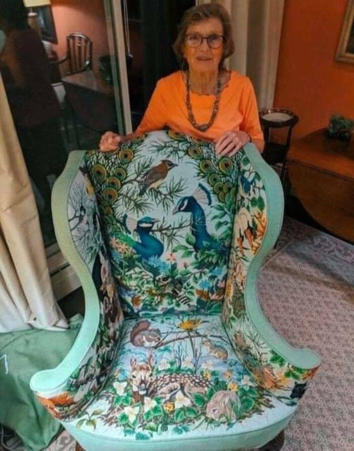 fascinating photos - grandma embroidered chair