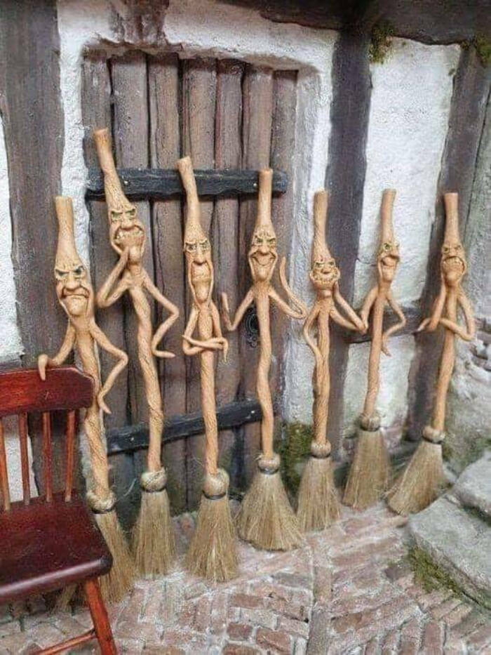 fascinating photos - brooms with faces