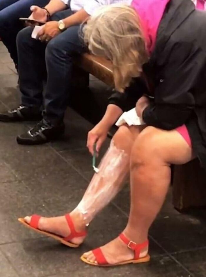 Shaving On The Subway