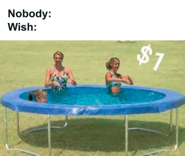 photoshop fails - wish trampoline pool meme - Nobody Wish $1