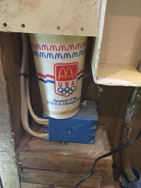 This McDonald’s cup found in a wall during a kitchen renovation