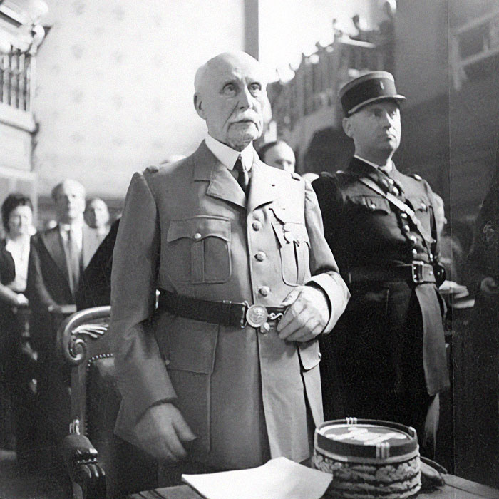 Philippe Petain. In WW1 he led the French to victory at Verdun, one of the worst battles in human history. In WW2, after France was beaten, Petain was the head of state of Vichy France. Guy went from the Lion of Verdun to the biggest Nazi collaborator in France.